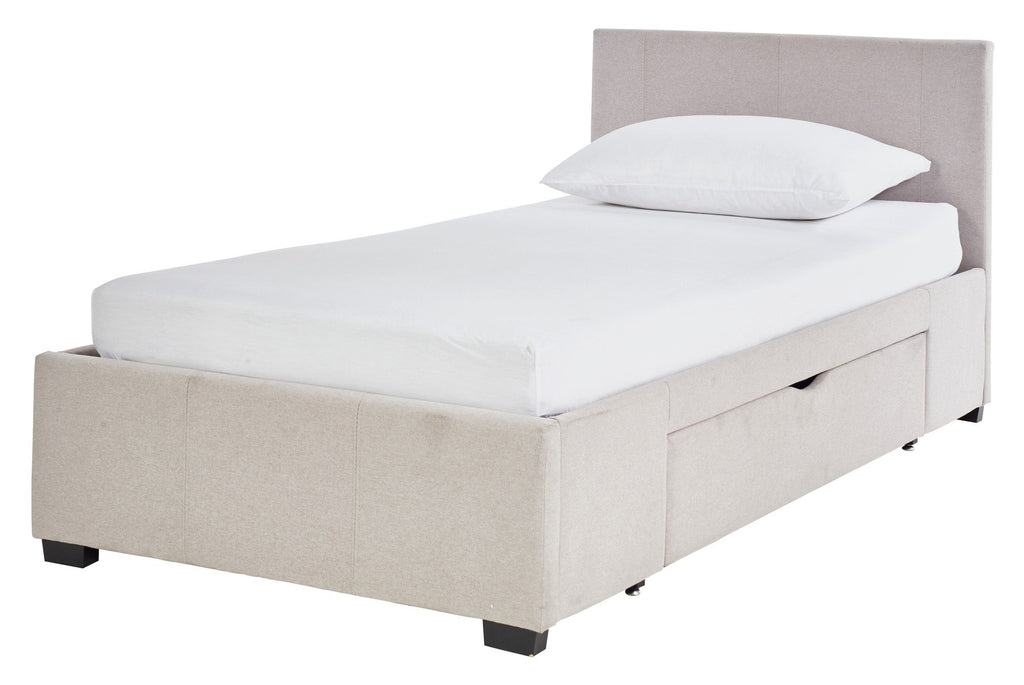 Hygena Lavendon Single 1 Drawer Fabric Bed Frame - Natural