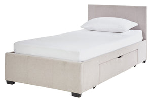 Hygena Lavendon Single 1 Drawer Fabric Bed Frame - Natural