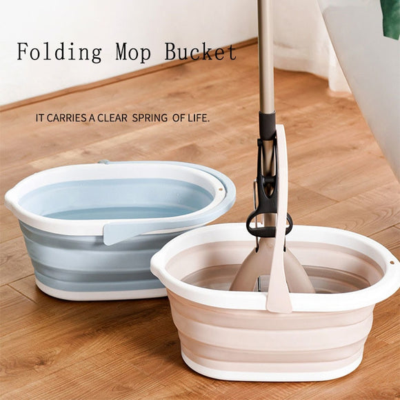 Folding Mop Bucket Camping Wash Bucket Fishing Car Washing Mop Foldable Bucket Floor Cleaning Capacity Outdoor Household Tool