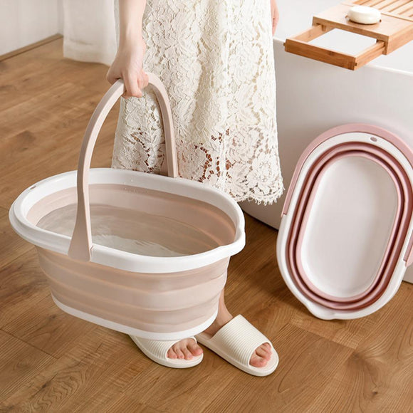 Portable Foldable Mop Bucket Detachable Free Hand Spin Mop Household Large Rectangular Thickened Plastic Storage Bucket