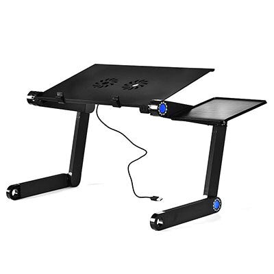 Computer Desk Portable Adjustable Foldable Laptop PC Folding Table Stand Bed Sofa Tray with 2 Cooler Fans Notebook Lap Desk