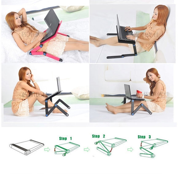 Computer Desks Portable Adjustable Foldable Laptop Notebook Lap PC Folding Desk Table Vented Stand Bed Tray