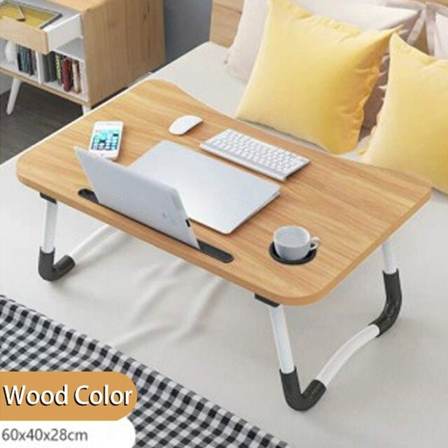 Folding Laptop Stand Holder Portable Study Table Desk Wooden Foldable Computer Desk for Bed Sofa Tea Serving Table Stand