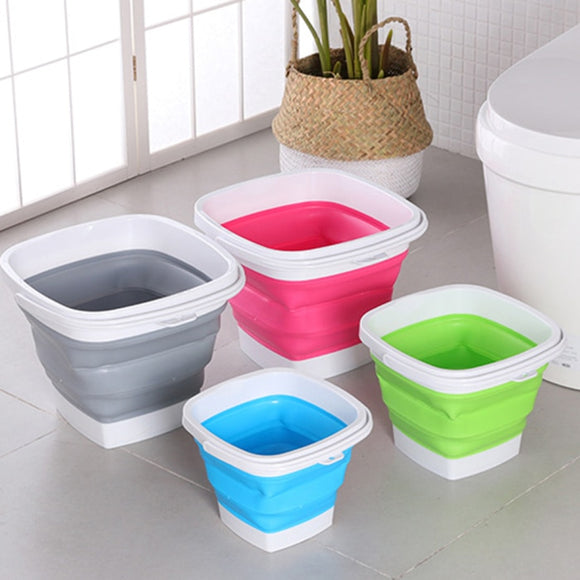 Folding Bucket with Collapsible Plastic Foldable Square Tub Portable Fishing Water Pail Outdoor Domestic