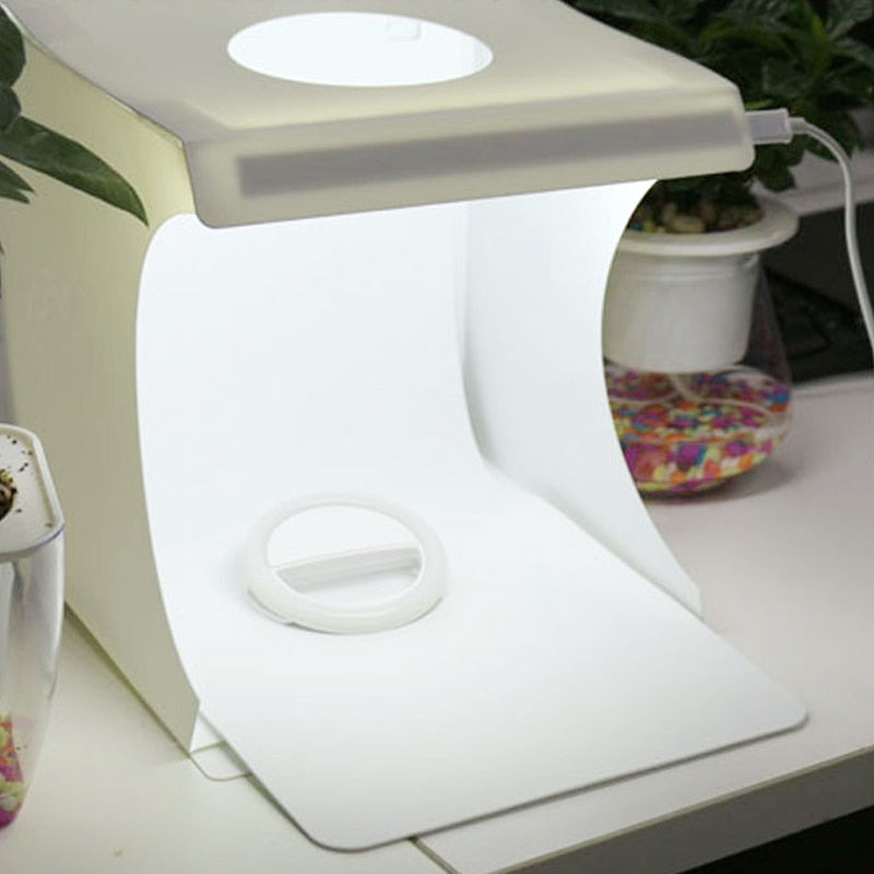 Mini Studio Portable Foldable Photo Softbox Light Photography Box Tabletop Shooting Tent Built In LED Light 22x23x24cm Soft Box