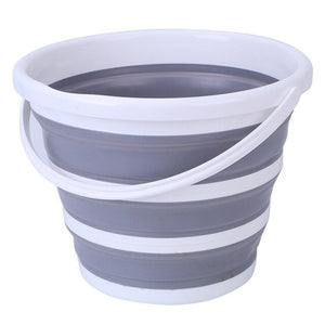 Foldable Bucket Car Wash Outdoor Fishing Round Bathroom Kitchen Bucket Gray