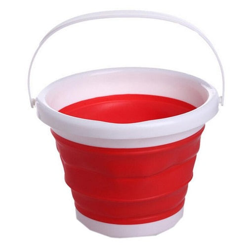 10L Silicone Foldable Silicone Collapsible Bucket Beach Barrel Barrels Of Fish Laundry Car Wash Bucket Red And Green