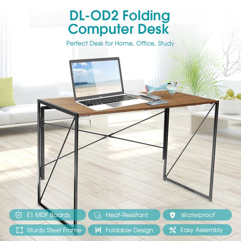 Foldable Computer Table Office Desk Writing Table Fladable Design Easy Assemable X shape Structure Standing Desk for Home Office