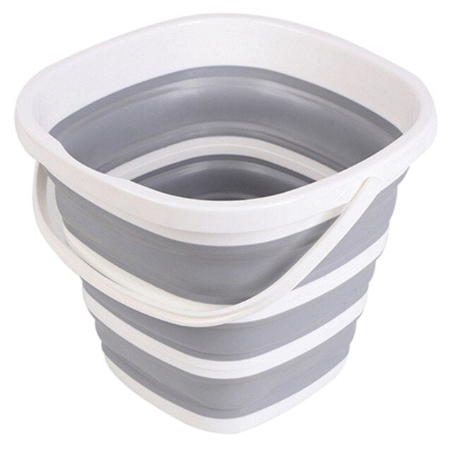 Portable Folding Bucket Foldable Basin Tourism Outdoor Folding Bucket Fishing Camping Car Wash Bucket Outdoor Camping Gray