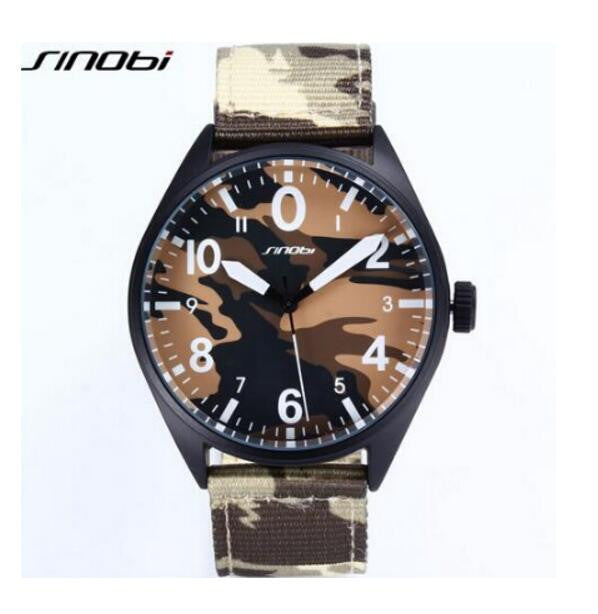 SINOBI luxury brand camouflage nylon air force Army waterproof quartz watch