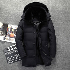 Men's winter jacket fur collar hat detachable long coat winter duck down jacket men doudoune homme thick men's winter coat
